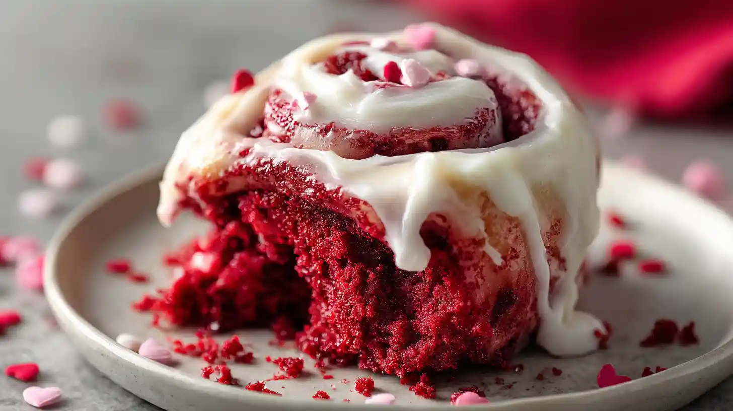 Red Velvet Valentine’s Day Cinnamon Rolls
