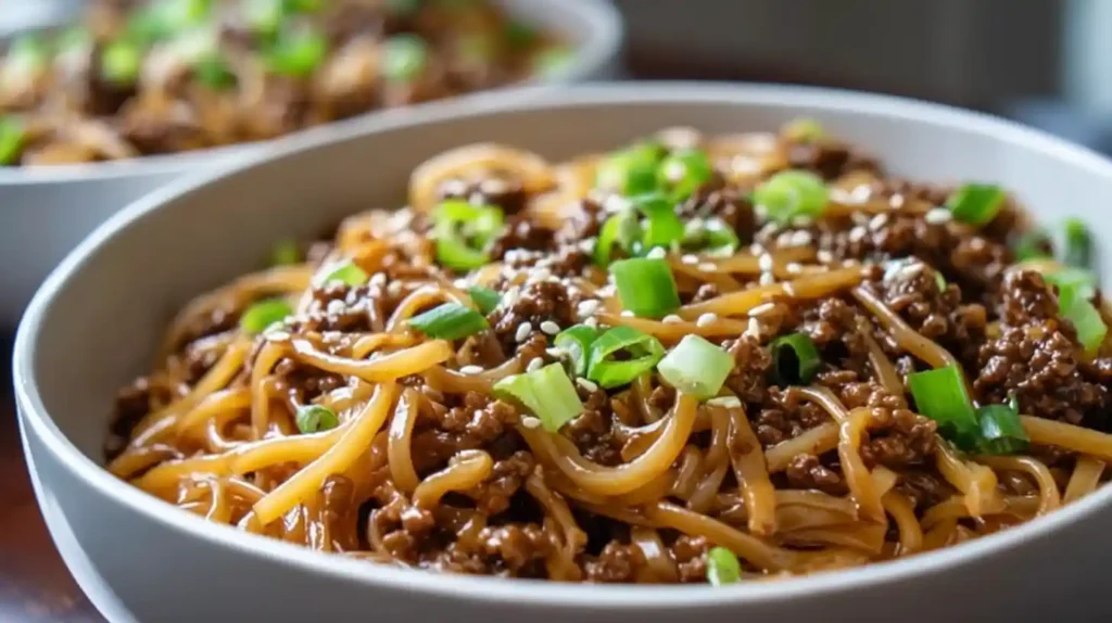 Mongolian Ground Beef Noodles
