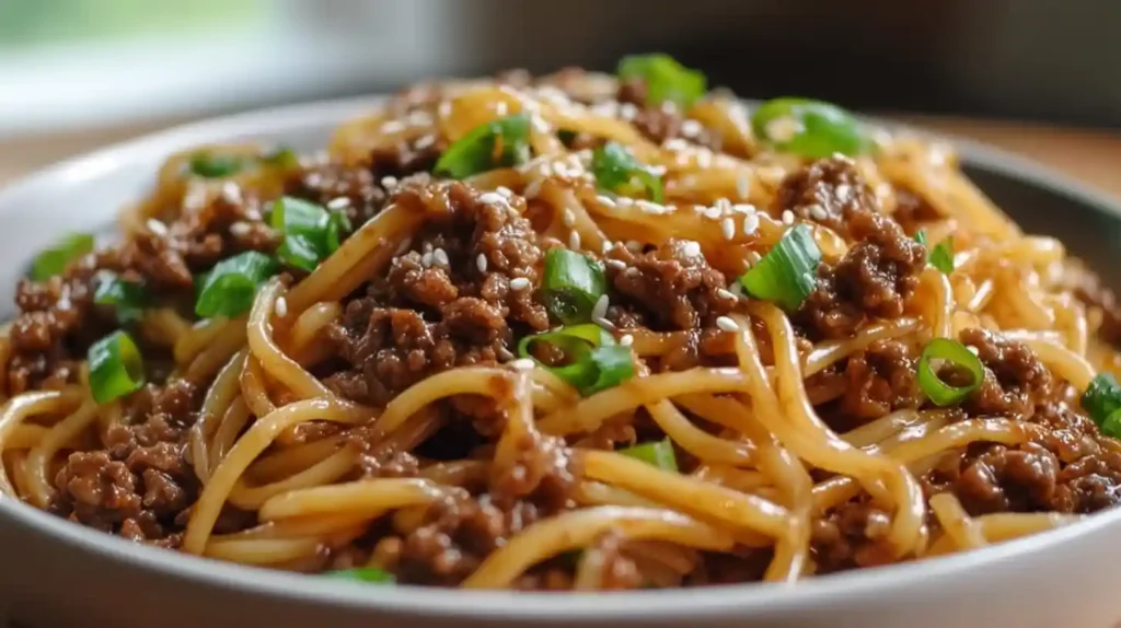 Mongolian Ground Beef Noodles