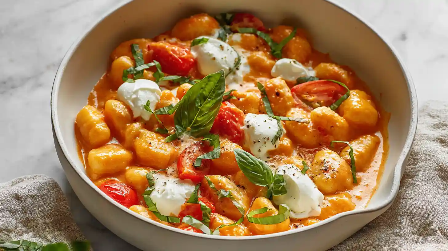Creamy Tomato Gnocchi with Burrata