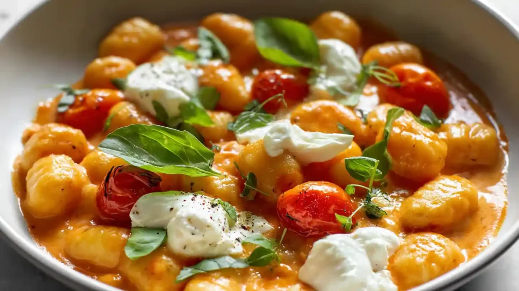 Creamy Tomato Gnocchi with Burrata